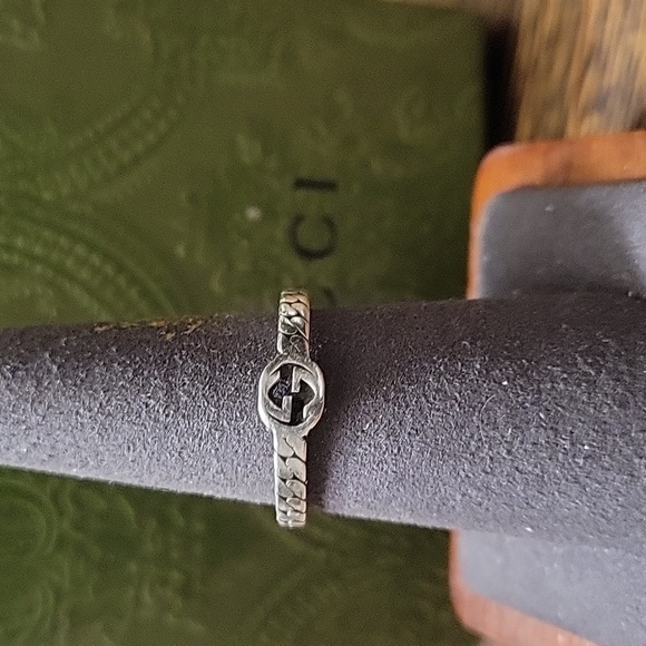 GUCCI INTERLOCKING DOUBLE G 925  RING SZ 7.5 - Picture 7 of 7